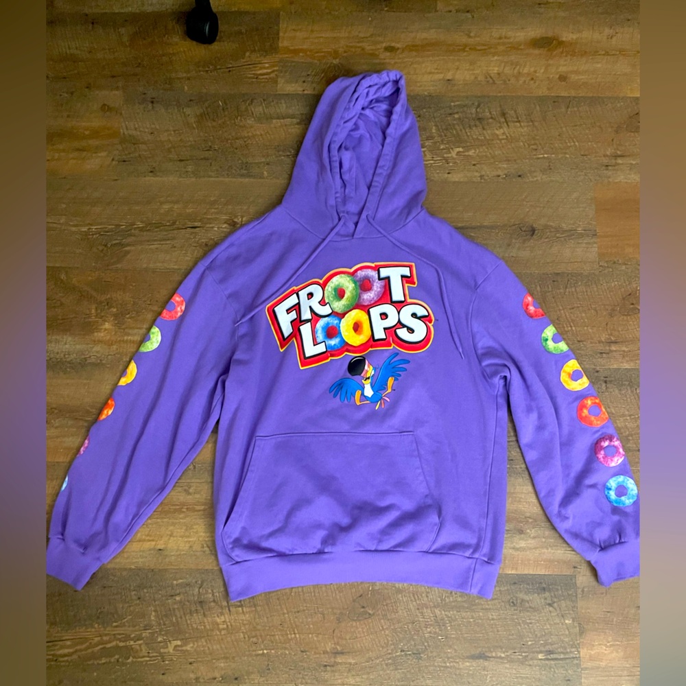 Kellogg's Froot Loops Toucan Sam Hoodie pullover Unisex Purple Size L